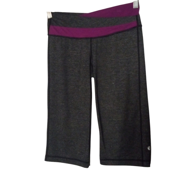 Lululemon Purple Gray Crossover Waist Band Wide Cropped Astro Leggings Size 6 - Picture 2 of 7